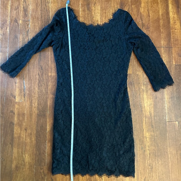 EUC Diane von Furstenburg Black Lace Zarita Sheath Dress Full Zip Back - Picture 14 of 16